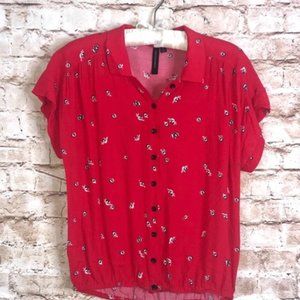Lightweight Red Floral Top